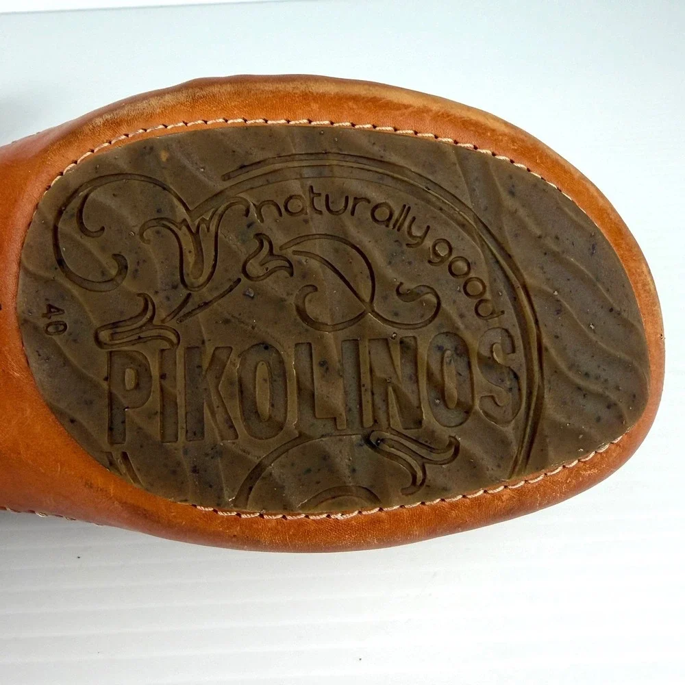 Pikolinos Tan Leather Whipstitch‎ Loafers Womens EU 40 Gran Via Slip On Shoes